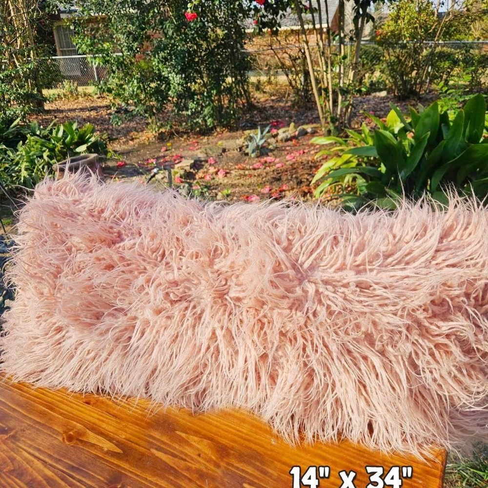 Plush Faux Fur Lumbar Pillow - Blush Pink